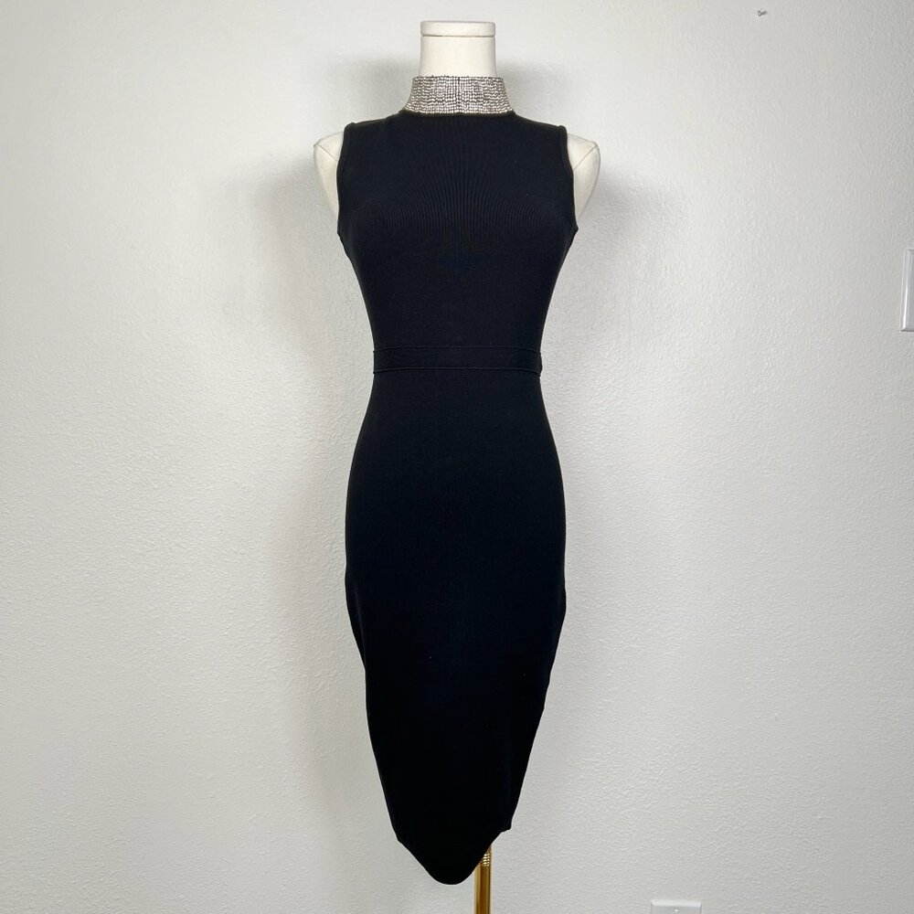 Milly Black Embellished-Collar Sheath Dress - Size S/XS